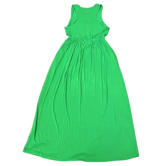 New York & Company Kelly Green Maxi Tank Dress with Pockets XS (4/6) - Picture 2 of 6